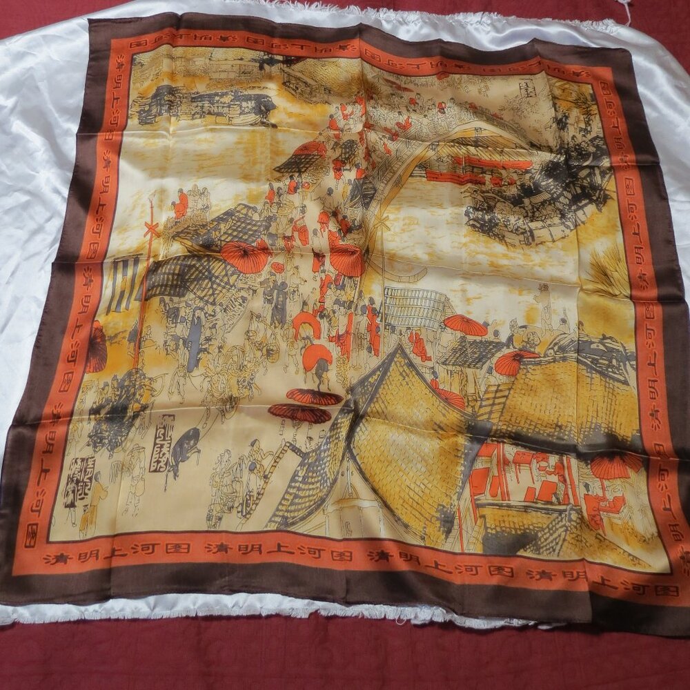 Chinese 100% silk scarf, NEW